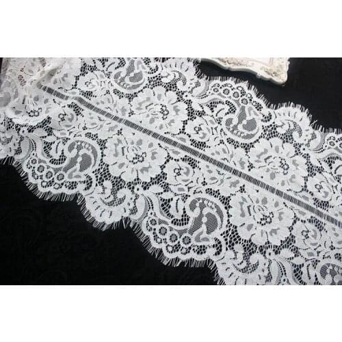 Wide 33cm black eyelash lace fabric ribbon eyelash trim wide dress bodysuit DIY curtain material300cm length