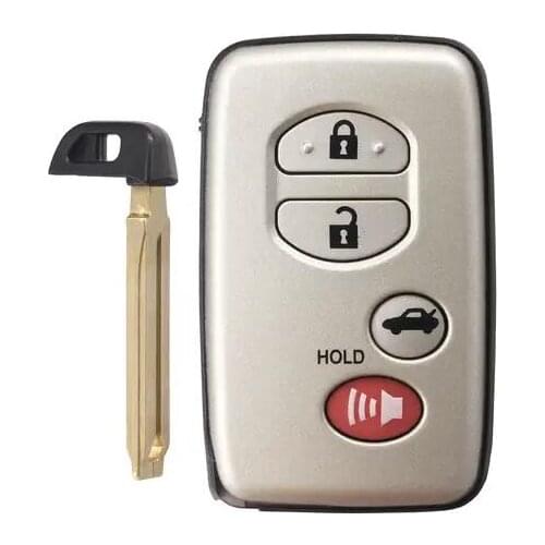 TJECU smart Remote Key 3+1button ASK433MHz-A433-ID74-WD03 WD04-C-amryY-arisRV4ReizVios 2008-2013 silver with Emergency KeyTOY48