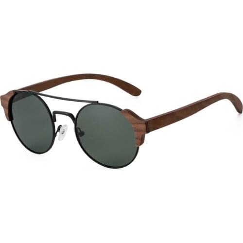 New product Men Women Retro Round Wood Sunglasses Polarized Lens