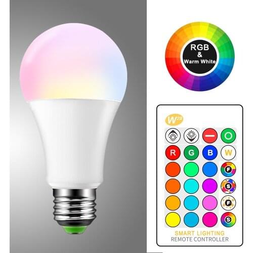 LED RGB Bulb Lamp E27 RGBW RGBWW Spotlight IR Remote Dimmable 5W 10W 15W Colourful Night Light Party Holiday Christmas