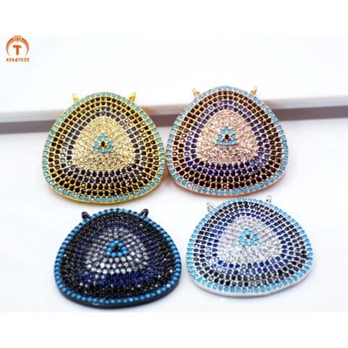 ASA&TESS Triangle pendants micro CZ paved cubic zirconia Turquoises Jewelry Findings Jewelry Connector double bails cz charm