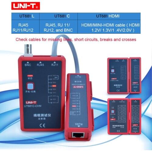 UNI-T UT681C/L/HDMI Cable tester for Ethernet/telephone/BNC/HDMI conducting,short-circuit,crossed or open-circuit test