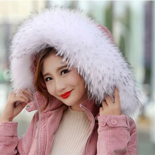 100% Raccoon Fur Collar Winter Womens Real Fur Collar Neck Cap 70/75/80CM Collar Soft Fur Scarf Neck Warmer Scarves Fashion #86