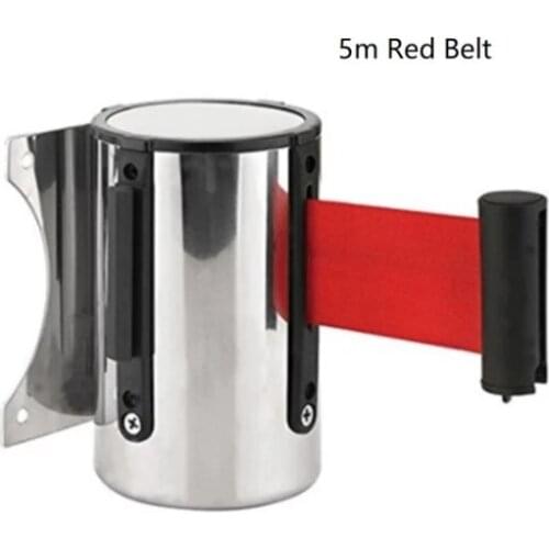 KINJOIN Stainless Steel Retractable Belt Wall Mount Ribbon Barrier Tape Crowd Control Outdoor Sport Stanchion Queue 2m/3M/5m