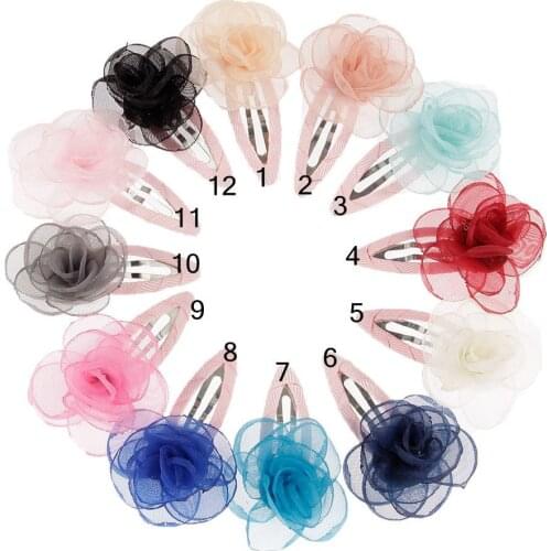 Yundfly 10pcs/lot Newborn Burned Edges Lace Flower Hair Clip Children Hairpins Kids Girls Cloth Head Hair Accessories