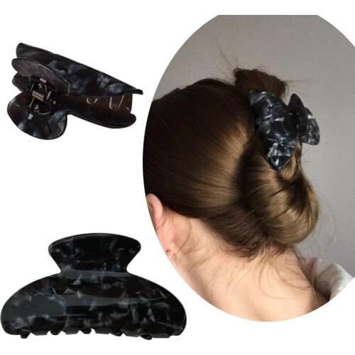 Acrylic Hair Claws for Women Black Floral Print Crab Hair Clips Vintage Classic Hair Clamps Hairgrips Hairpins Hair Accessories