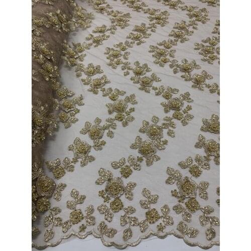 ZH-2986817 Design French Net Lace Fabric High Quality African Tulle Lace With beads Nigerian Lace Fabric For Wedding