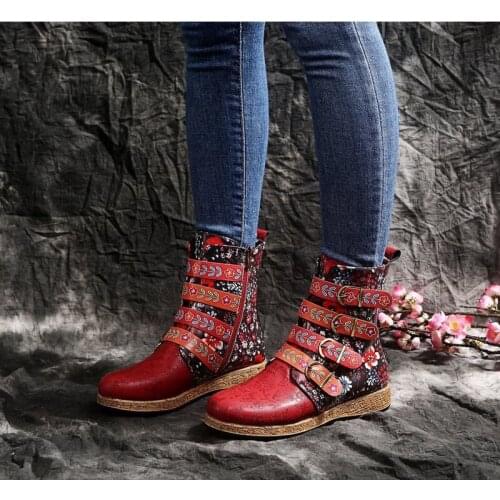 35-42 Shoes Woman Plus-sized Womens Boots Knight Embroidery Short Boots Flat Rome Luxury Designer Buckle Decorative Pattern