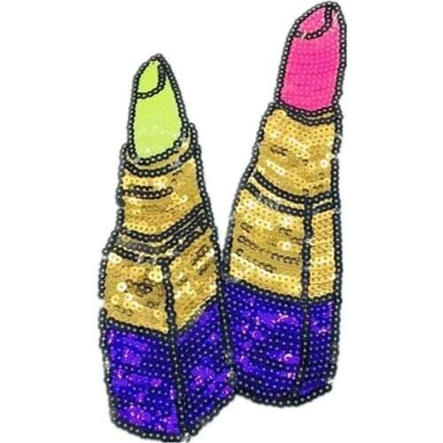 15pcs/Lot Embroidery Patches Letters Clothing Decoration Accessories Sequins Lipstick Diy Iron Heat Transfer Applique