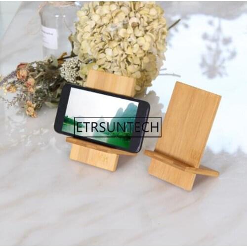 200pcs Natural Bamboo Mobile Phone Desktop Holder Universal Smart Phone Cellphone Display Stand Bracket