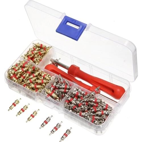 240pcs/set Copper Assorted Car Auto A/C Air Conditioning R134a Valve Core + 2pcs Remover Tool Kit For Toyota Honda Lexus Nissan