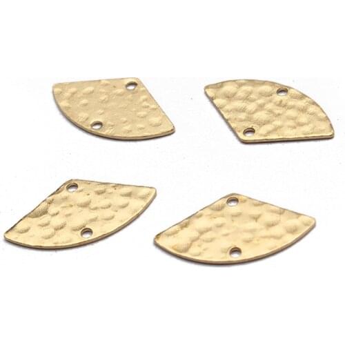 30pcs Small Fan Shaped Charms Connector Raw Brass Charms For DIY Jewelry Findings Making Earrings Bracelet