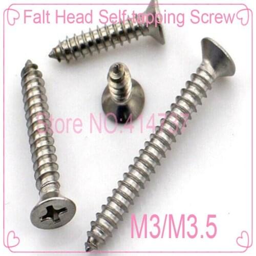 500-1000Pcs/lot M3/M3.5 micro electronic screw cross recessed phillips flat head self tapping screw Length 8mm--40mm