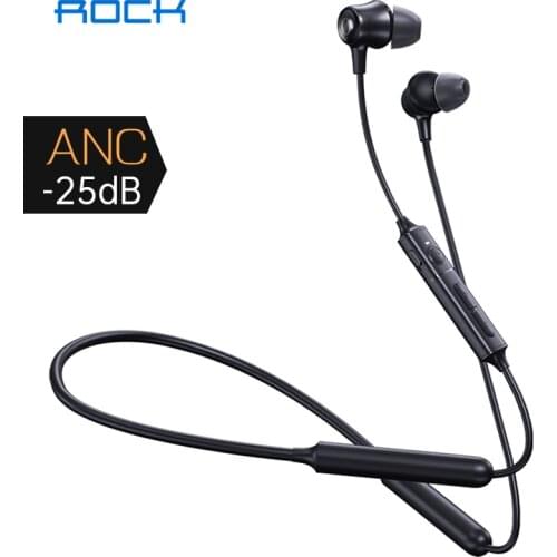 ROCK Bluetooth 5.0 Earphone With Microphone Active Noise Cancelling Wireless Headset Foldable Hifi Deep Bass Earphones For Music
