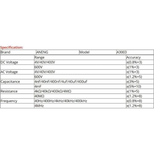 L93D Digital Multimeter Non Contact Pen Type Meter 4000 Counts with AC/DC Voltage Resistance Capacitance Hz Tester Tool A3003