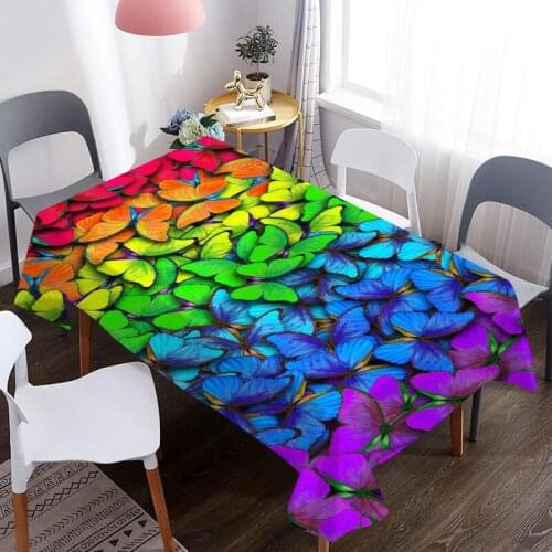 Colorful Rainbow Print Decorative Oxford Fabric Tablecloth Waterproof Thick Rectangular Wedding Dining Table Cover Table Cloth