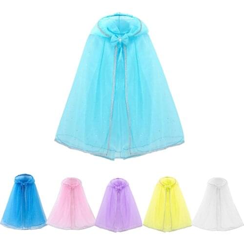 Child Girls Hooded Tulle Cloak Kids Dress Accessories Magic Hair Sleeping Beauty Belle Princess Party Supplies