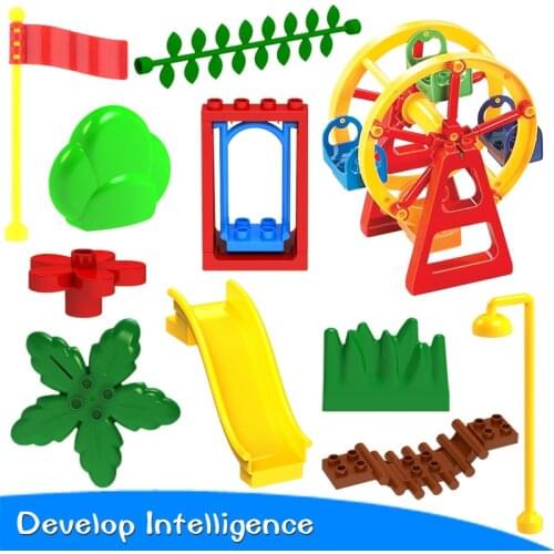 DIY Building Blocks Figures Plastic Swing Dinosaurs Figures Animal Accessories Toys For Children City Brick Toys for Children
