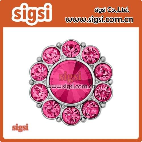 Hot sale pink crystal fashion acrylic rhinestone button for decoration