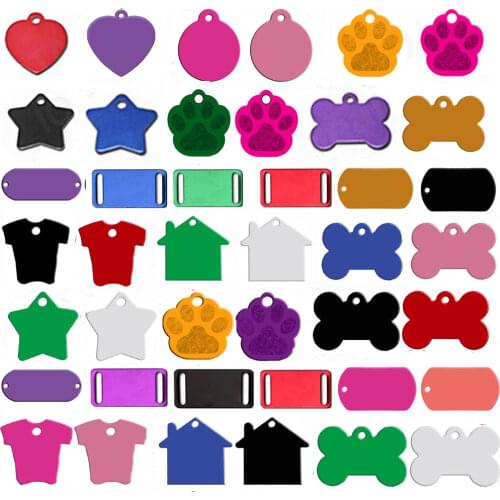 20pcs Aluminum Bone Personalized Dog ID Tags Double Sided Customized Cat Puppy Name Phone No. Pet ID Tag Paw Tag For Dog Cat
