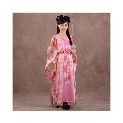 Chinese Classic Style Exquisite Floral Children Tang Suit Girls Graceful Bowknot Ancient Costume Cute Fairy Hanfu Photo Clothing