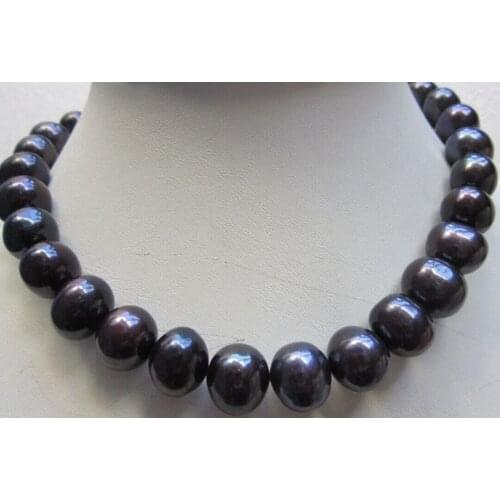 BEAUTIFUL 18" 12-13MM TAHITIAN BLACK NATURAL PEARL NECKLACE