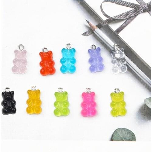 Hot 8/10pcs Candy Bear Cute Resin Charms DIY Patch Findings Gummy Earrings Keychain Necklace Pendant Jewelry Decor Accessories