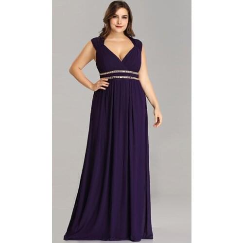 Fashion V-Neck Evening Dress Empire Sleeveless Backless Floor-Length Simple Pleat A-Line New Plus Size Women Formal Gowns D1016