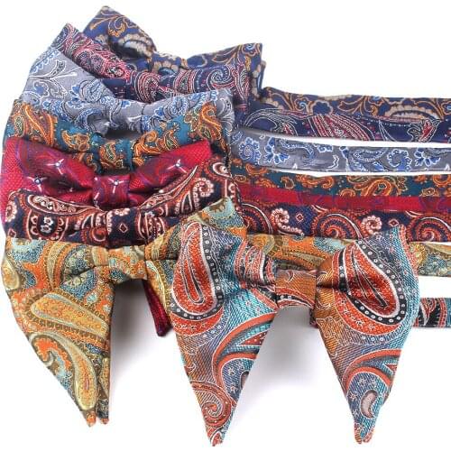Fashion Paisley Bow Tie For Men Women Classic Big Bowtie For Party Wedding Bowknot Adult Cotton Mens Bowties Cravats Red Tie