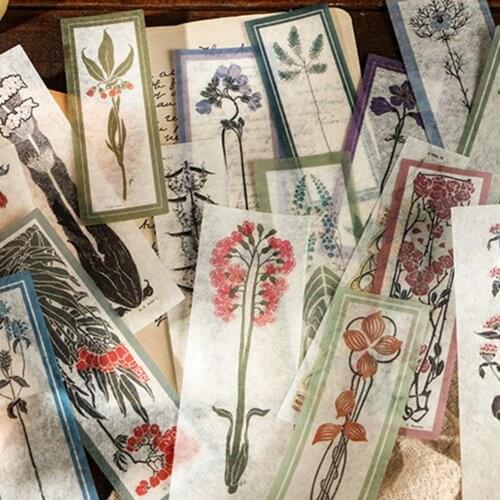 40Pcs Scrapbooking Stickers DIY Adhesive Washi Vintage Library Decal for Journal Scrapbooking Stickers