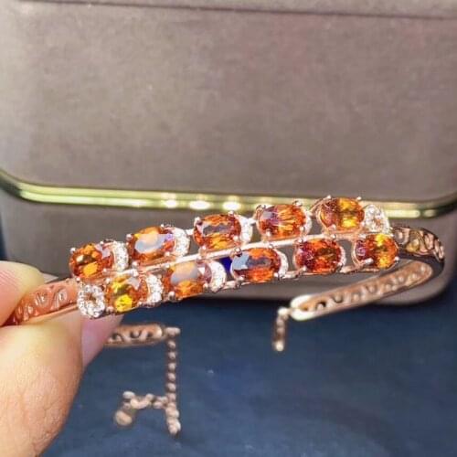 New Arrival Real and Natural Garnet Bangle 925 sterling silver Fine jewelry Natural And Real Garnet Bangle