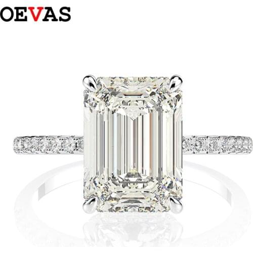 OEVAS Solid 925 Sterling Silver 8x11MM Created Moissanite Bridal Rings Wedding Engagement Wholesale Fine Jewelry Dropshipping