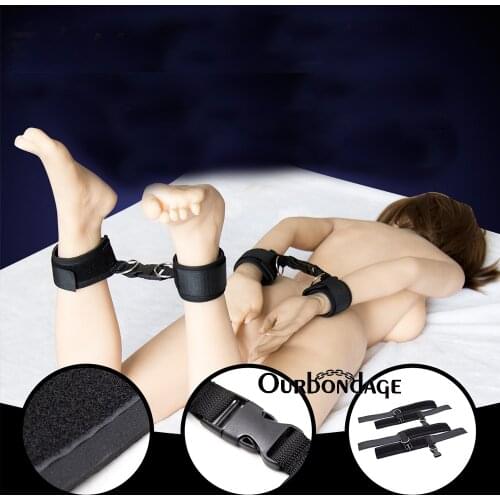 Ourbondage Black Diving Cotton Magic Tape Strap BDSM Fetish Bondage Wrist Ankle Cuffs Restraints For Adult Sex Toy