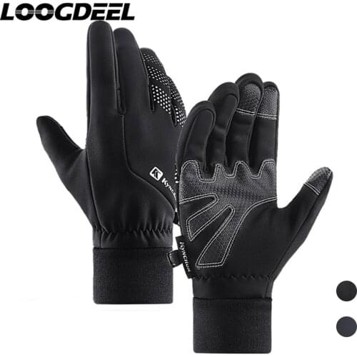 LOOGDEEL Winter Cycling Gloves Full Finger Warmth Waterproof Non-slip Finger Touch Screen Comfortable Outdoor Sport Riding Glove