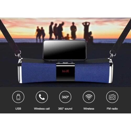 Portable Bluetooth speaker E822 subwoofer mini strap Outdoor wireless phone bracket with screen Bluetooth audio TFcard FM Radio