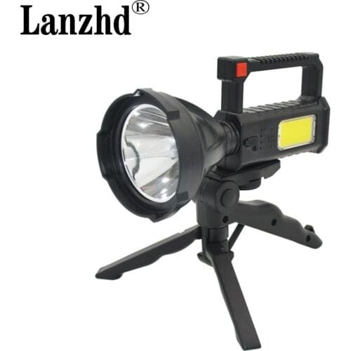 Portable Camping Flashlight USB Rechargeable Searchlight With Bracket Stand Outdoor Adventure Camping Flashlight COB Light