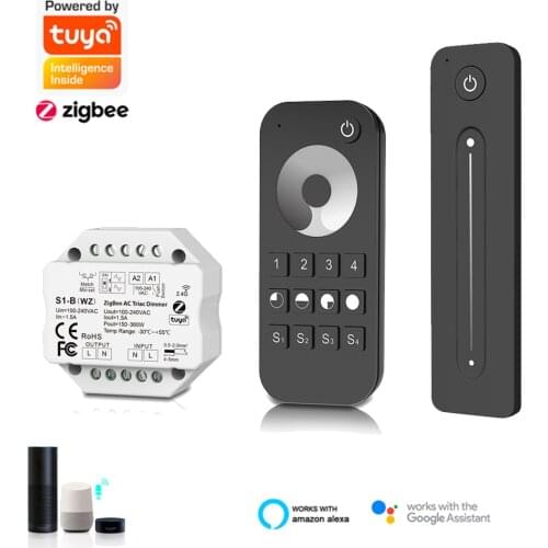 Tuya Zigbee AC Triac Dimmer 110V 220V 230V LED Dimmer Controller Push Switch DIY Module Wireless Remote Echo Plus Voice Control