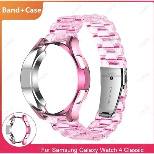 Correa Strap For Samsung Galaxy Watch 4 Classic 42mm 46mm Case + Strap Transparent Bracelet For Samsung Watch4 40mm 44mm Band