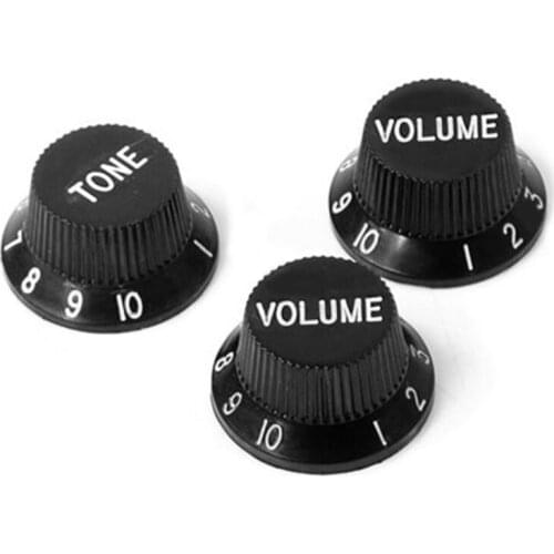 1 Volume 2 Tone Knob Button Electric Guitar Potentiometer Hat For FD Bottom Black