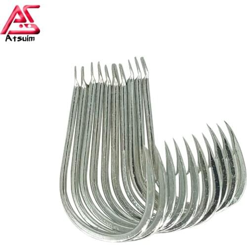 AS 10pcs/lot High Carbon Steel Barbed Jig Hook Saltwater Bass Fishing Hook pesca Jigging Assist Hook Fishing Accessories