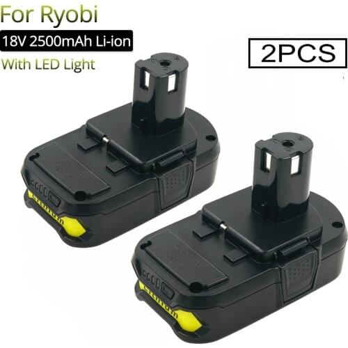 2PCS 18V 2500mAh Lithium Replacement Rechargeable Battery for Ryobi Power Tools RB18L25 P102 P104 P105 P108 BPL1820 BPL-1815