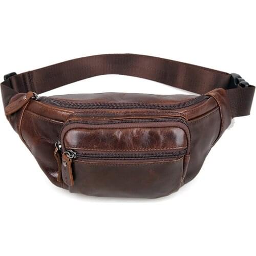 J.m.d Simple Series Leather Running Bag Retro Oil Wax Leather Cowhide Running Bag Cross-Border E-Commerce Source Factory Running