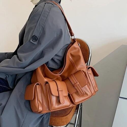 Soft PU Leather Shoulder Bags for Women 2021 Big Capacity Crossbody Bag Ladies Fashion Handbags Luxury Branded Cross Body Pack