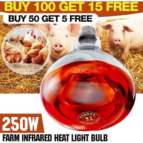 E27 100W/250W 220V Farm Red Heat Led Lamp Pet Poultry Thicken Brooder Hatch Chicken Piggy Dog Cat Thermal Lamp Smart Infrared