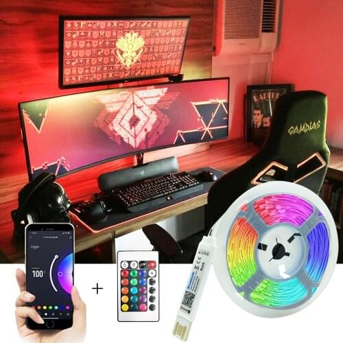 LED Strips Light Bluetooth RGB 5050 5V Flexible Lamp USB Cable Waterproof Tape Ribbon Diode Desk TV Screen Iuces For Home 3M-5M