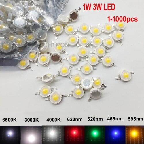 10-100pcs 1W 3W High Power LED Light-Emitting Diode LEDs Chip SMD Warm White Red Green Blue Yellow For SpotLight Downlight Lamp