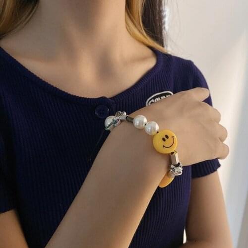 U-Magical Pink Butterfly Dice Skeleton Imitation Pearl Beaded Chokers Natural for Women Geometric Smile Face Natural Jewellery