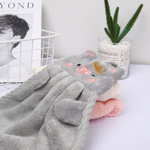 Korean Style Embroidery Wall Mounted Kitchen Supplies Soft Handkerchief for Household 2Pcs/Pack Cartoon Pig Hand Towel
