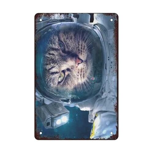 Funny Bathroom Quote Animal Cat Astronaut Tin Sign Paintings, Retro Make old Craft Suitable you Every room