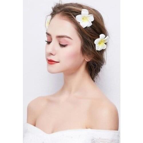2021 New Fashion Plumeria Hairpin Summer Frangipani Hibiscus Rosa-sinensis Hair Accessories Side Chuck Flower Hair Clips Gifts